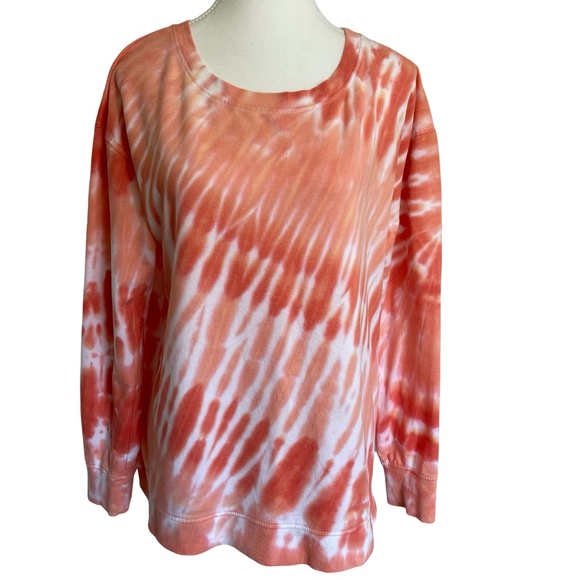 Jane and Delancey Orange/White Tie Dye Crew Neck long sleeve Sweatshirt. Sz L - Picture 1 of 15